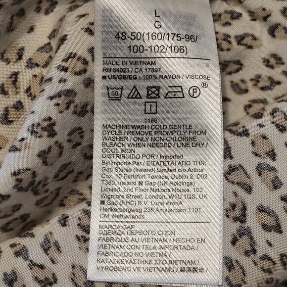 Gap Leopard Print Blouse Womens Size Large Short Sleeve Lightweight Mob Wife - Picture 4 of 9